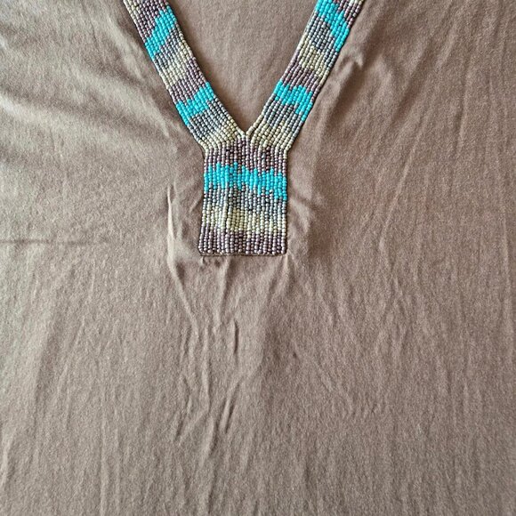Women's Size Medium Ralph Lauren Beaded Short Sleeve V-Neck Pullover - Picture 3 of 9